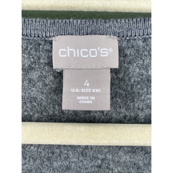 Chico's Cardigan Womens Size 4 ( US XXL) Gray Stretch Knit Sweater Career Office - Picture 6 of 11